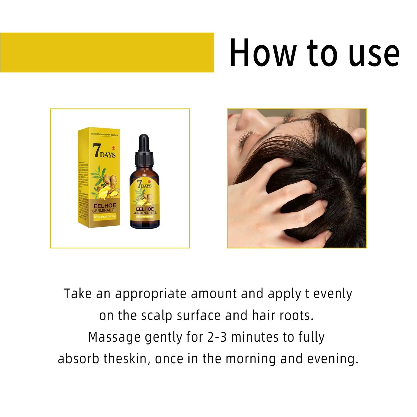 7 Day Ginger Hair Care Oil Hair Roots Scalp Treatment anti Hair Loss Scalp Treatment Serum Products Strengthen Hair Roots