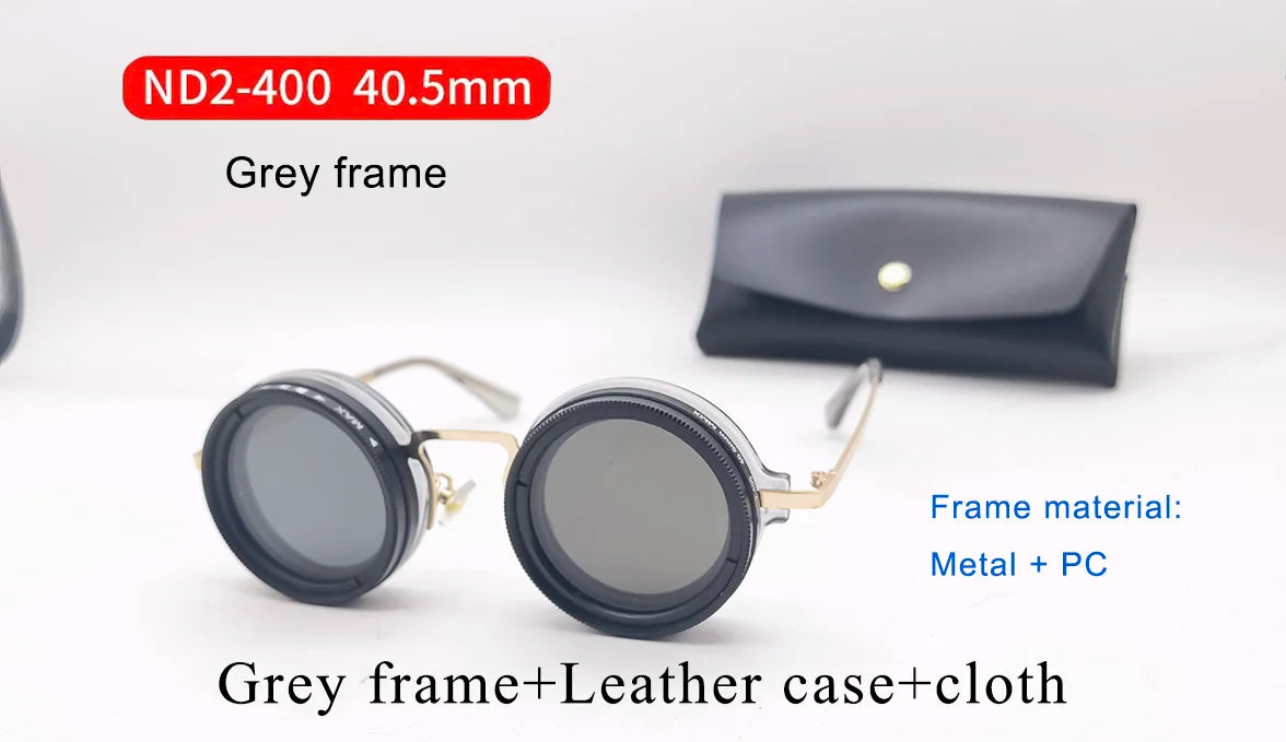 Handmade ND9 Adjustable Dimming Sunglasses Retro Punk round Men'S Outdoor Fishing UV400 Polarized Driving Sunglasses for Women