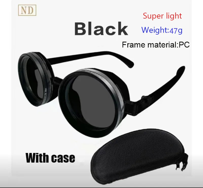 Handmade ND9 Adjustable Dimming Sunglasses Retro Punk round Men'S Outdoor Fishing UV400 Polarized Driving Sunglasses for Women