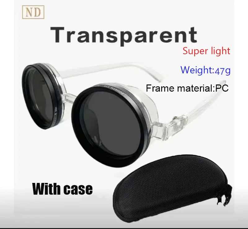 Handmade ND9 Adjustable Dimming Sunglasses Retro Punk round Men'S Outdoor Fishing UV400 Polarized Driving Sunglasses for Women