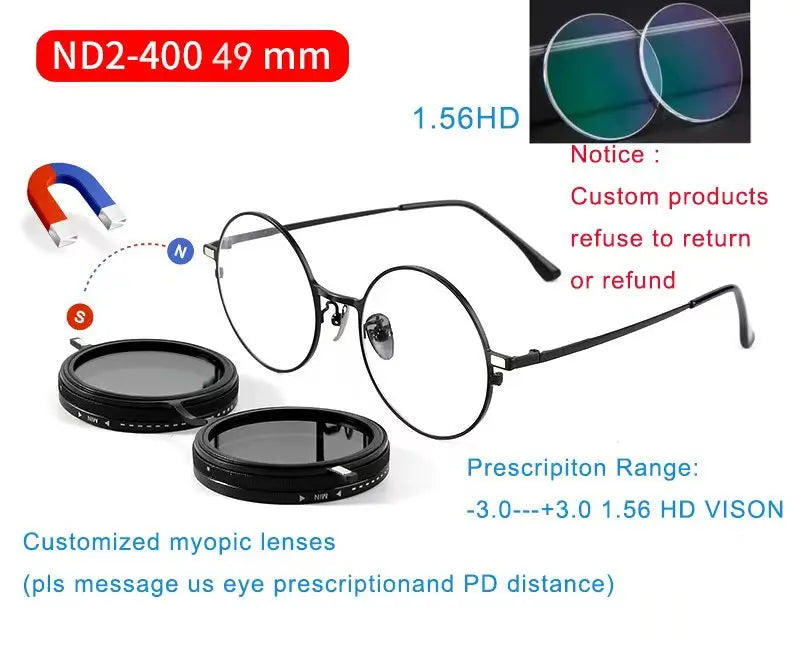 Handmade ND9 Adjustable Dimming Sunglasses Retro Punk round Men'S Outdoor Fishing UV400 Polarized Driving Sunglasses for Women