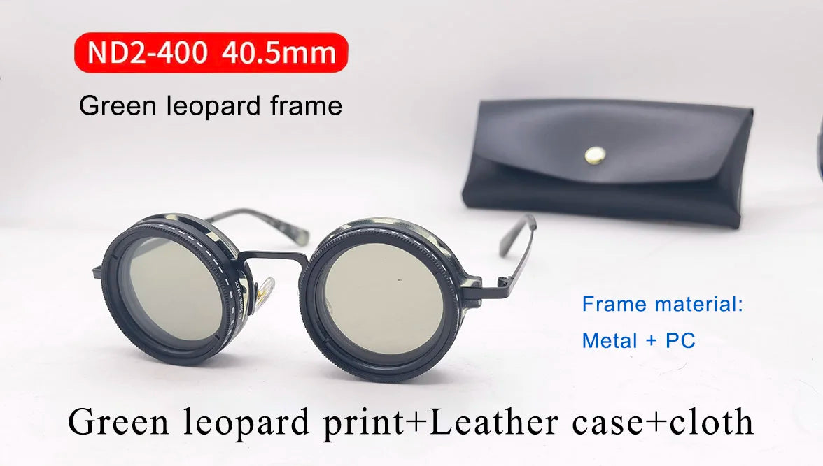 Handmade ND9 Adjustable Dimming Sunglasses Retro Punk round Men'S Outdoor Fishing UV400 Polarized Driving Sunglasses for Women