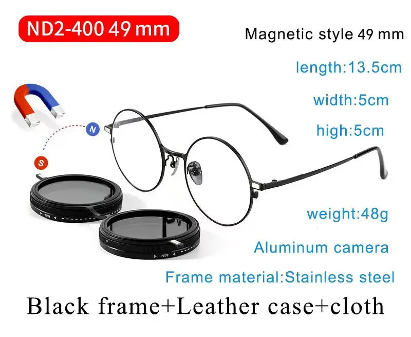 Handmade ND9 Adjustable Dimming Sunglasses Retro Punk round Men'S Outdoor Fishing UV400 Polarized Driving Sunglasses for Women