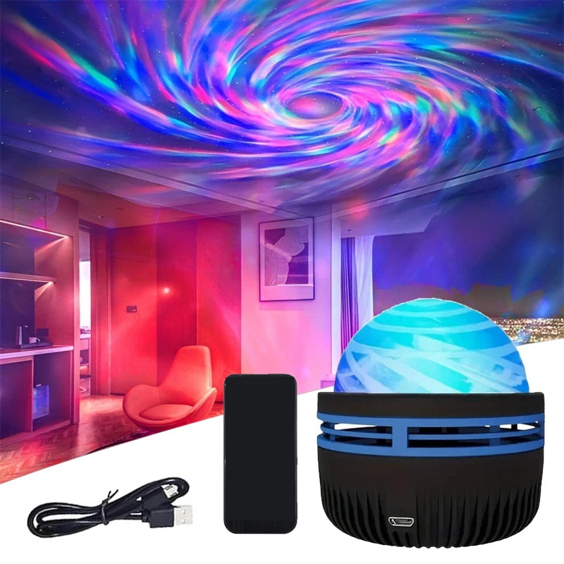 Star Projector USB 5V Aurora Galaxy Night Light 360° Rotating with Remote Control Ocean Wave Northern Light Bedroom Party KTV