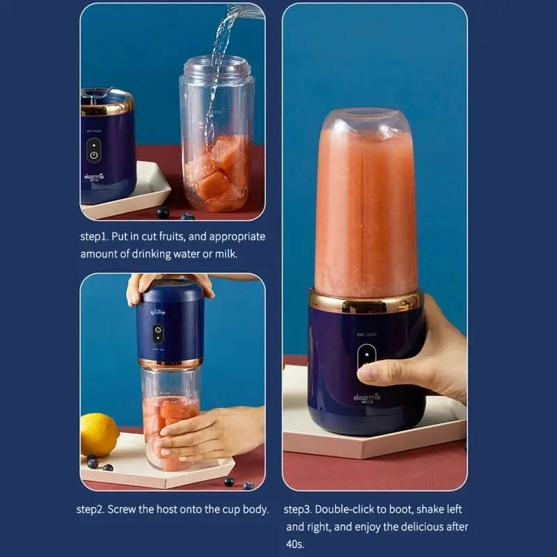 Portable Juicer Cup 6 Blade Blender Bottle Household Fruit Juicer Cup Smoothie Blender USB Rechargeable Juicer Kitchen Tool