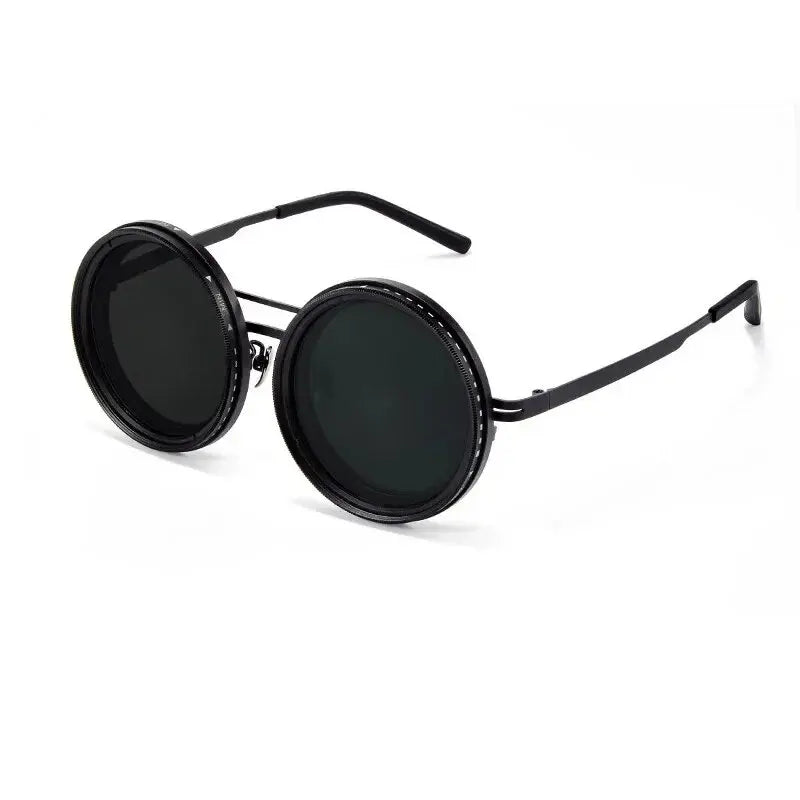 Handmade ND9 Adjustable Dimming Sunglasses Retro Punk round Men'S Outdoor Fishing UV400 Polarized Driving Sunglasses for Women