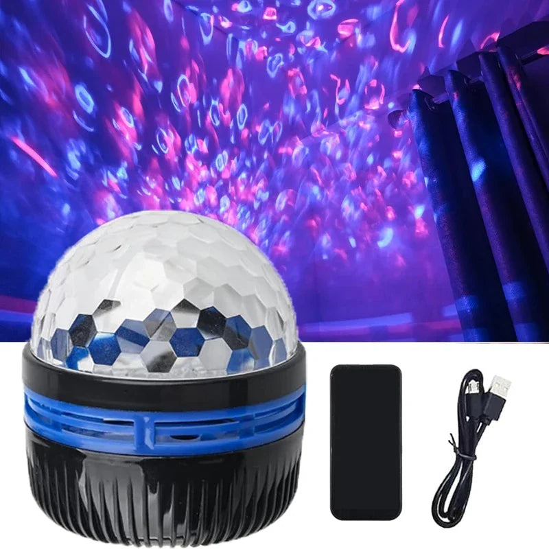 Star Projector USB 5V Aurora Galaxy Night Light 360° Rotating with Remote Control Ocean Wave Northern Light Bedroom Party KTV