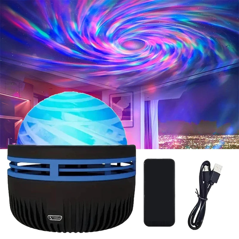 Star Projector USB 5V Aurora Galaxy Night Light 360° Rotating with Remote Control Ocean Wave Northern Light Bedroom Party KTV