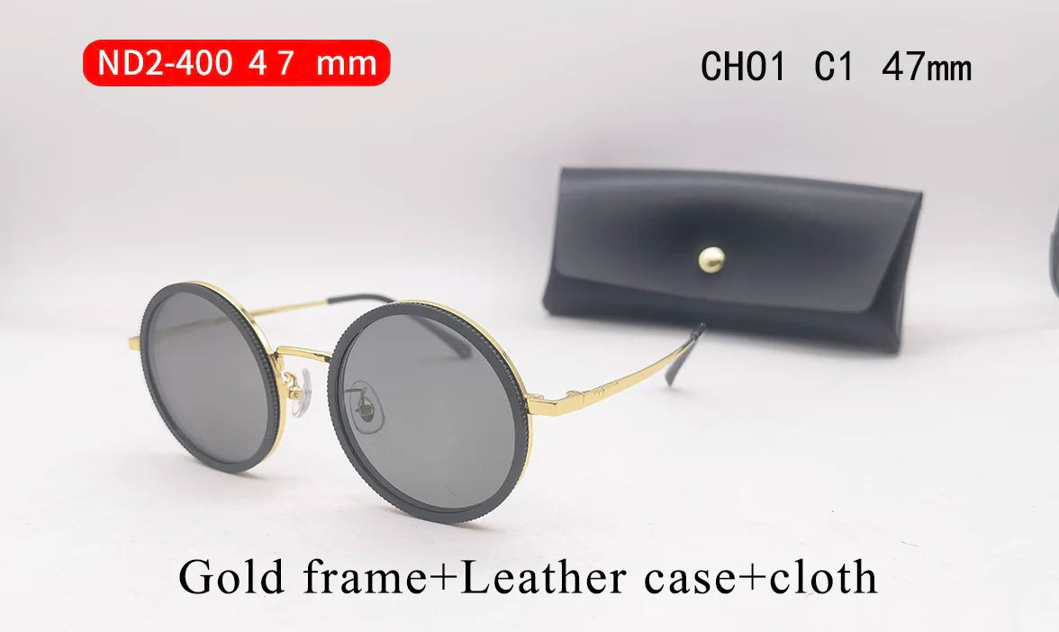Handmade ND9 Adjustable Dimming Sunglasses Retro Punk round Men'S Outdoor Fishing UV400 Polarized Driving Sunglasses for Women