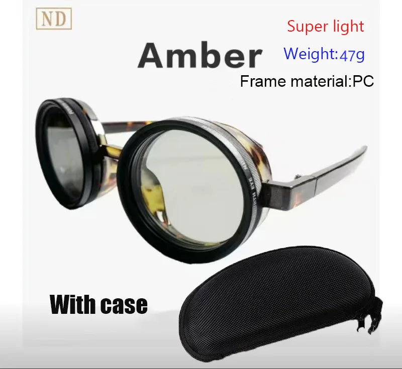 Handmade ND9 Adjustable Dimming Sunglasses Retro Punk round Men'S Outdoor Fishing UV400 Polarized Driving Sunglasses for Women