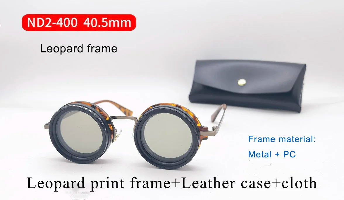 Handmade ND9 Adjustable Dimming Sunglasses Retro Punk round Men'S Outdoor Fishing UV400 Polarized Driving Sunglasses for Women