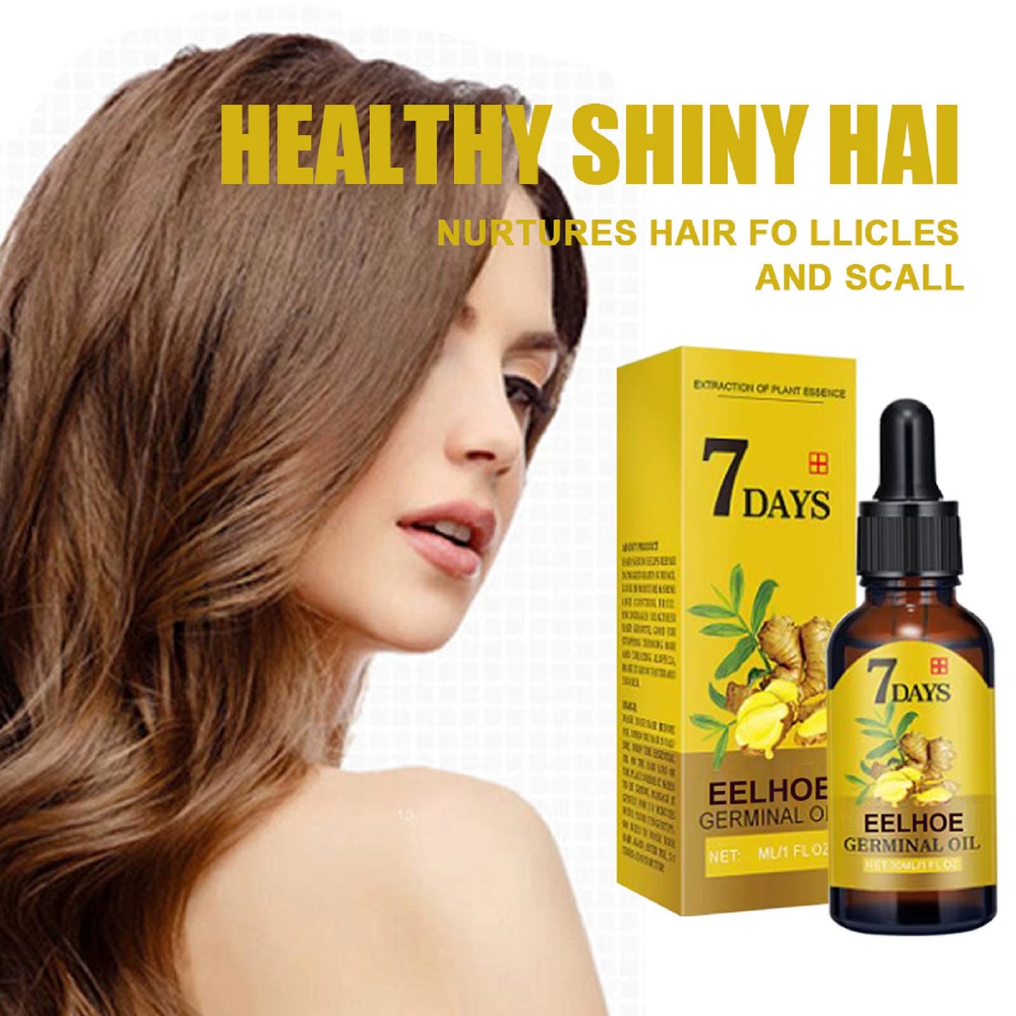 7 Day Ginger Hair Care Oil Hair Roots Scalp Treatment anti Hair Loss Scalp Treatment Serum Products Strengthen Hair Roots