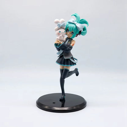 1PC 20Cm/7.87Inch Hatsune Miku X Cinnamoroll Anime Figure Kawaii Miku Action Figure PVC Adult Collection Model Doll Toys Gifts