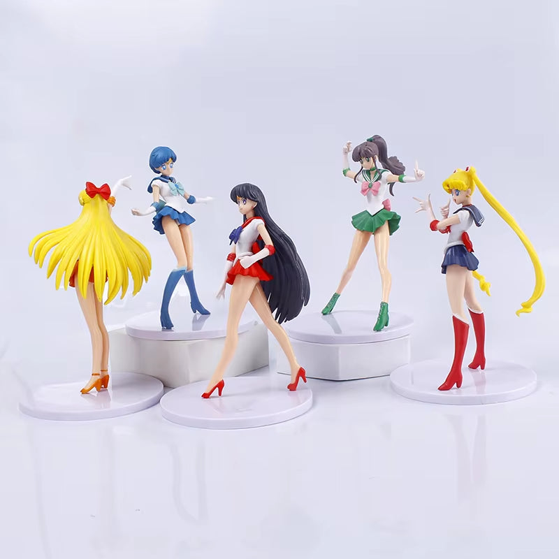 5Pcs-Set Sailor Moon Anime Figure Mizuno Ami Tsukino Usagi Hino Rei Aino Minako Action Figure Model Kawaii Doll Toys Gift