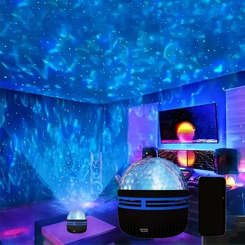 Star Projector USB 5V Aurora Galaxy Night Light 360° Rotating with Remote Control Ocean Wave Northern Light Bedroom Party KTV