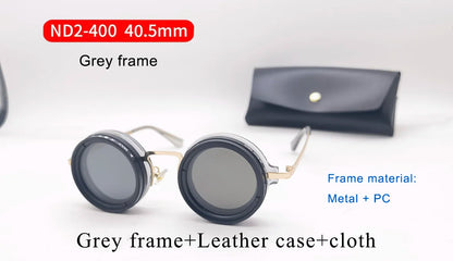Handmade ND9 Adjustable Dimming Sunglasses Retro Punk round Men'S Outdoor Fishing UV400 Polarized Driving Sunglasses for Women
