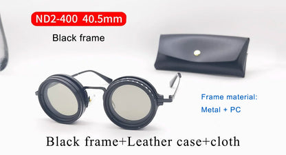 Handmade ND9 Adjustable Dimming Sunglasses Retro Punk round Men'S Outdoor Fishing UV400 Polarized Driving Sunglasses for Women