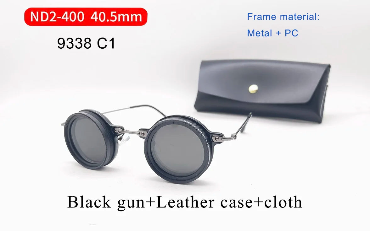 Handmade ND9 Adjustable Dimming Sunglasses Retro Punk round Men'S Outdoor Fishing UV400 Polarized Driving Sunglasses for Women
