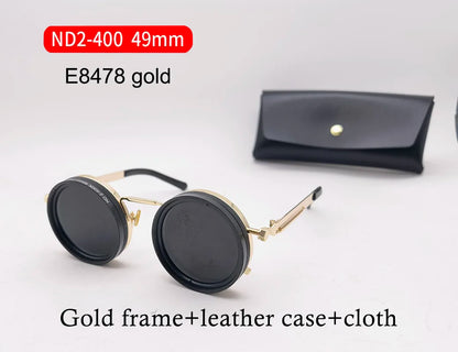 Handmade ND9 Adjustable Dimming Sunglasses Retro Punk round Men'S Outdoor Fishing UV400 Polarized Driving Sunglasses for Women