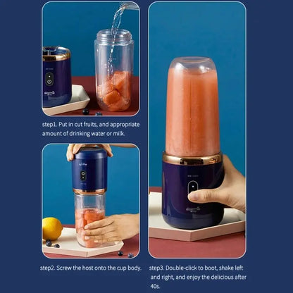 Portable Juicer Cup 6 Blade Blender Bottle Household Fruit Juicer Cup Smoothie Blender USB Rechargeable Juicer Kitchen Tool