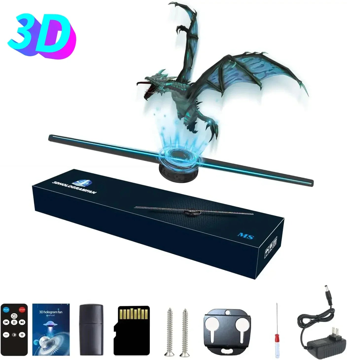 42CM 3D Hologram Fan Wifi 3D Holographic Projector Advertising Display Light HD Holographic Projector for Stores Bars Party Xmas