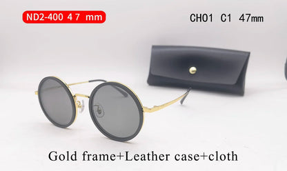 Handmade ND9 Adjustable Dimming Sunglasses Retro Punk round Men'S Outdoor Fishing UV400 Polarized Driving Sunglasses for Women