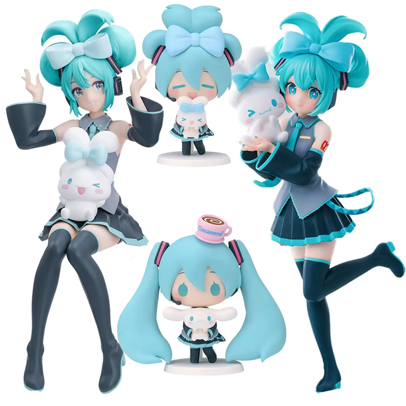 1PC 20Cm/7.87Inch Hatsune Miku X Cinnamoroll Anime Figure Kawaii Miku Action Figure PVC Adult Collection Model Doll Toys Gifts