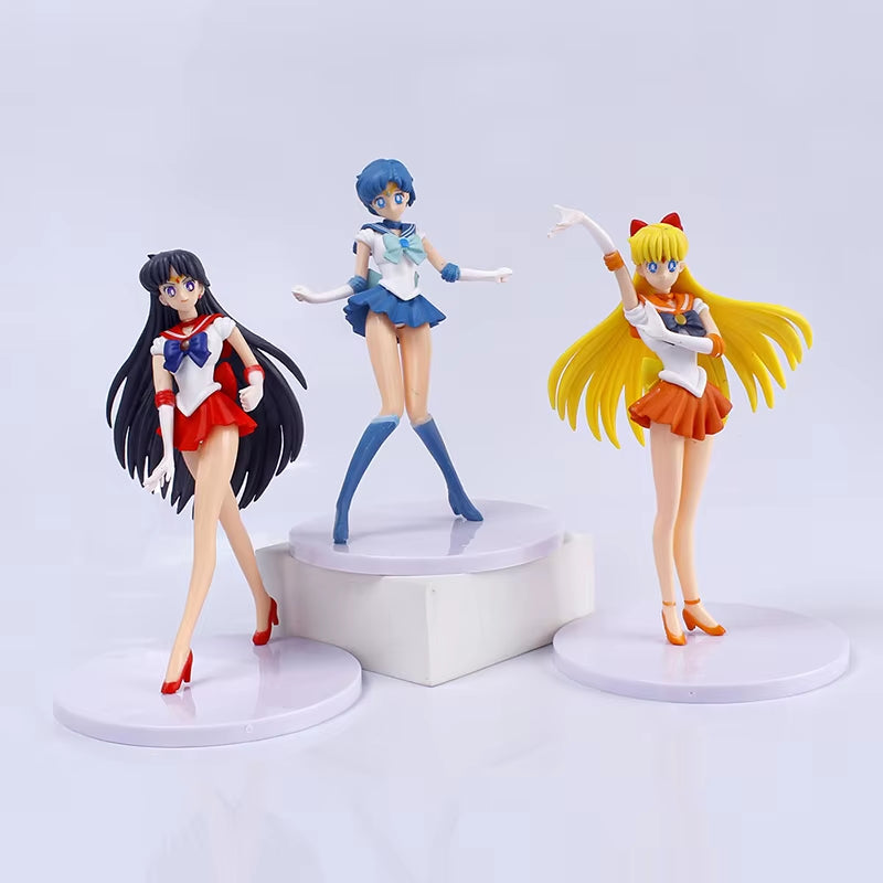 5Pcs-Set Sailor Moon Anime Figure Mizuno Ami Tsukino Usagi Hino Rei Aino Minako Action Figure Model Kawaii Doll Toys Gift